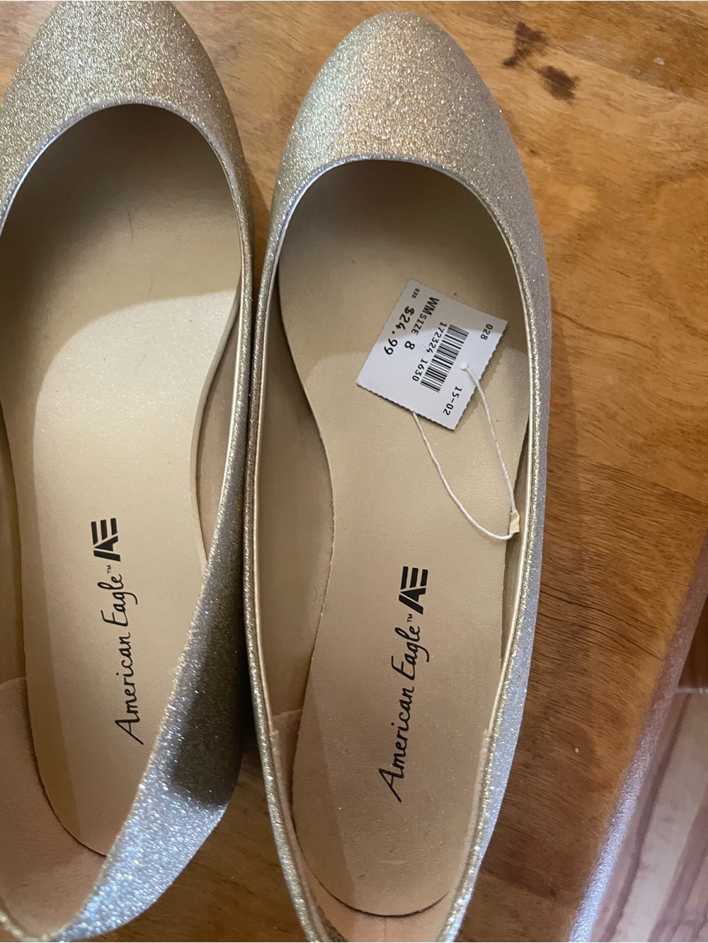 American Eagle Outfitters Women's Glitter Slip-On Flats in Gold
